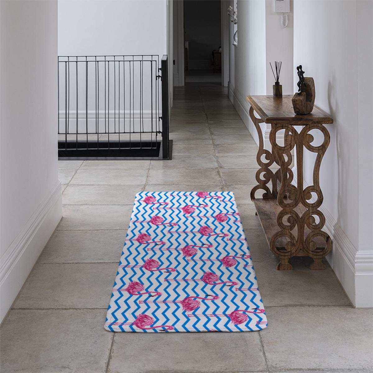 Flamingo Blue Geometric Lines Runner Rug - Blue – image 1