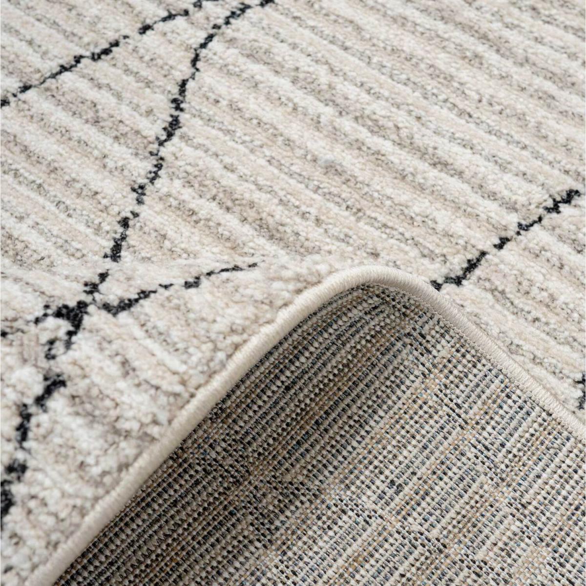 Beige Abstract Linear Moroccan Berber Area Rug - Beige / 240 x 60cm – image 2