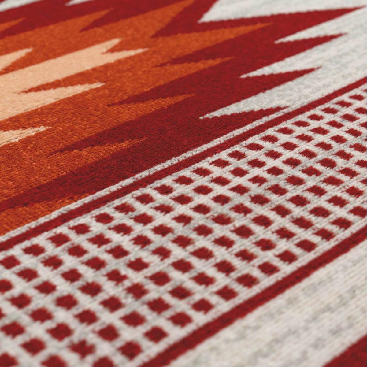 Warm Orange Terracotta Tribal Geometric Low Pile Soft Living Area Rug - Terracotta / 170cm – image 3