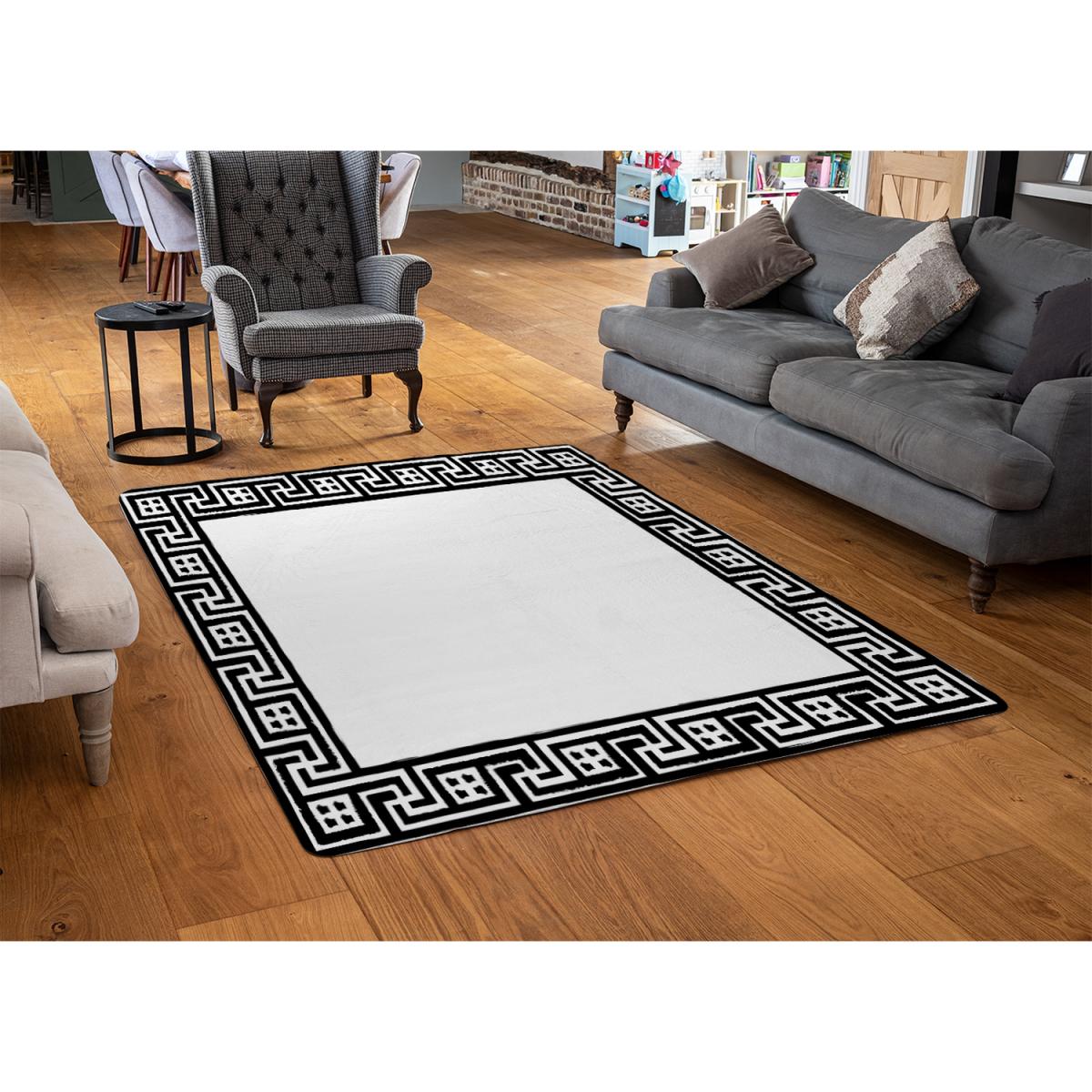 Greek Traditional Meandor Rug - Black / 110cm – image 2