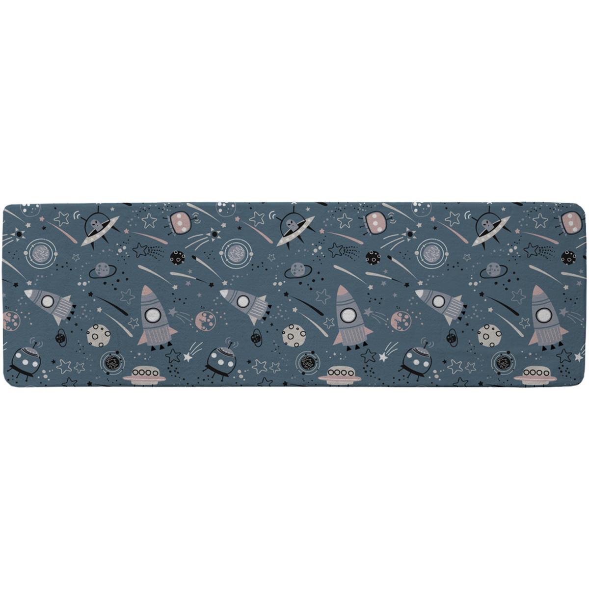 Spaceships And Planets With Stars Runner Rug - Blue – image 2