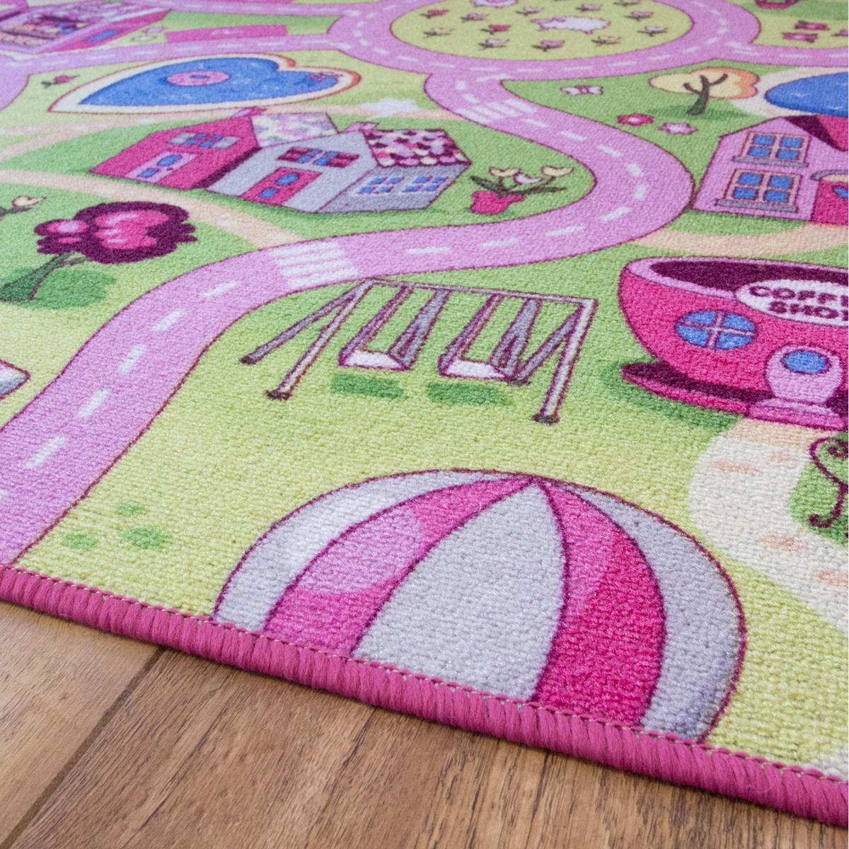 Kids Interactive Funfair Village Play Mat Soft Bedroom Rug - Multicolour / 120 x 80cm – image 2