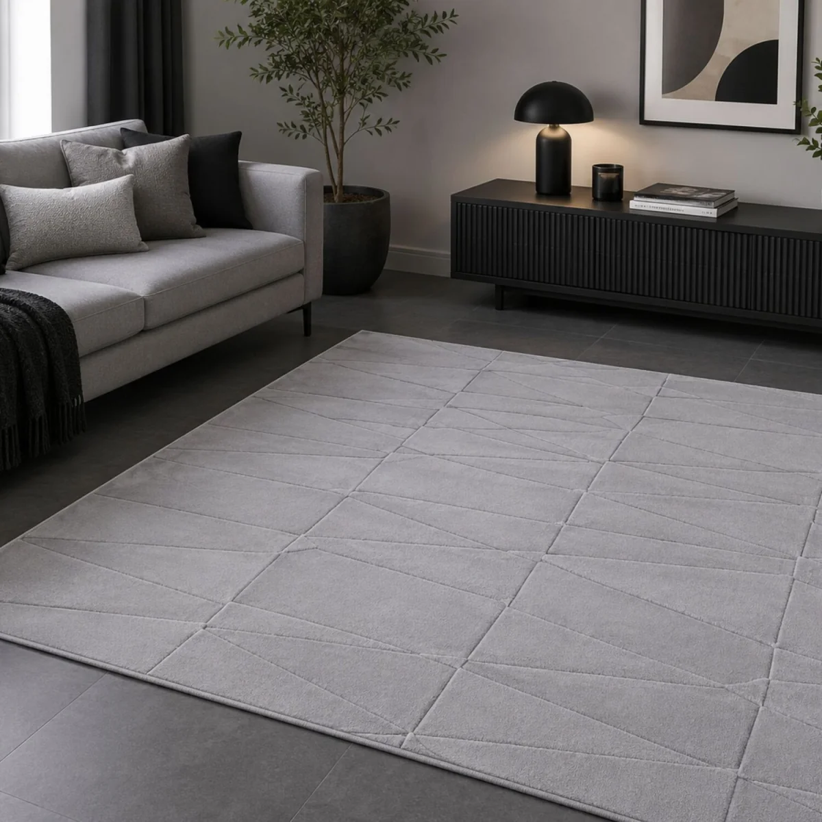 Velvet Serenity Washable Rug - Silver / 120cm – image 2