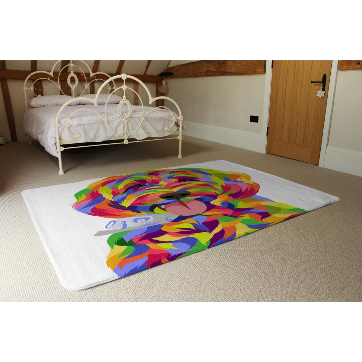 Animal Dog Illustration Pop Art Designer Rug - Blue / 110cm – image 3
