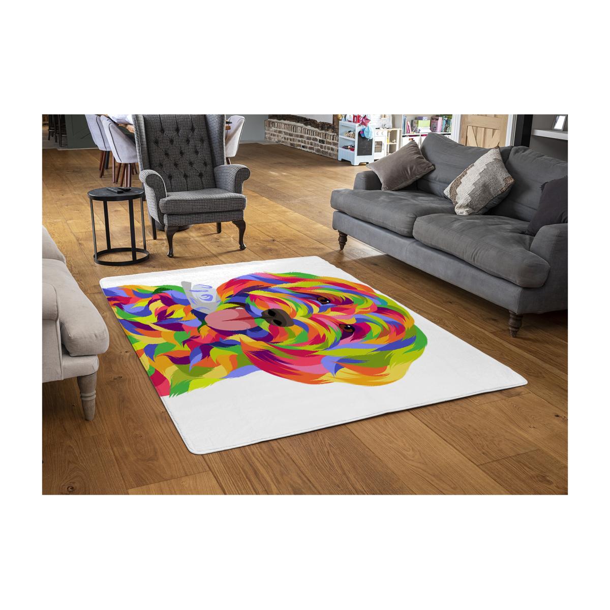 Animal Dog Illustration Pop Art Designer Rug - Blue / 110cm – image 1