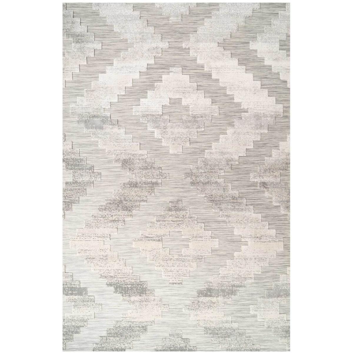 Stone Greige Diamond Geometric Textured Flatweave Indoor Outdoor Rug - Stone / 110 x 57cm – image 5