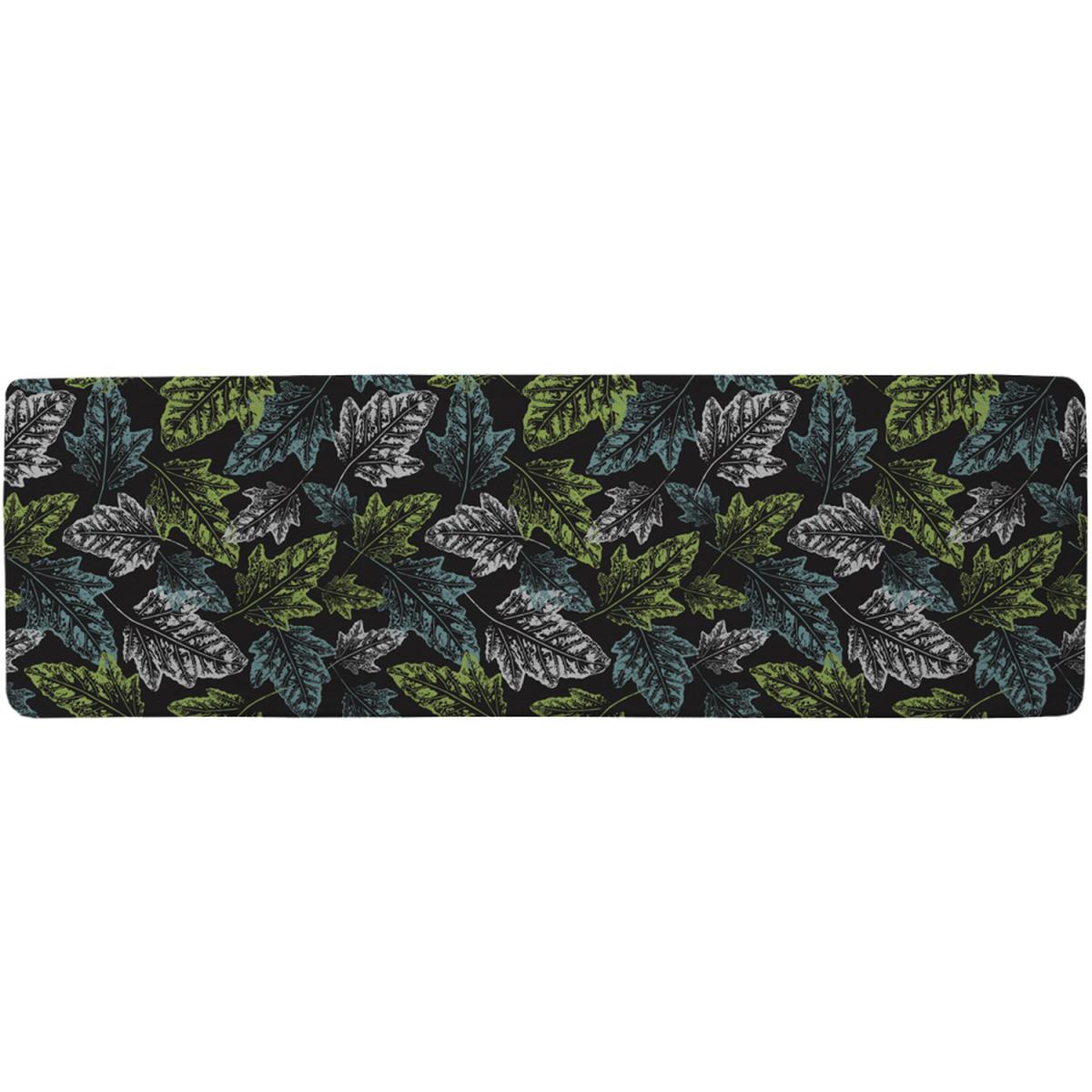 Leaf Print On Dark Bachground Runner Rug - Green – image 2