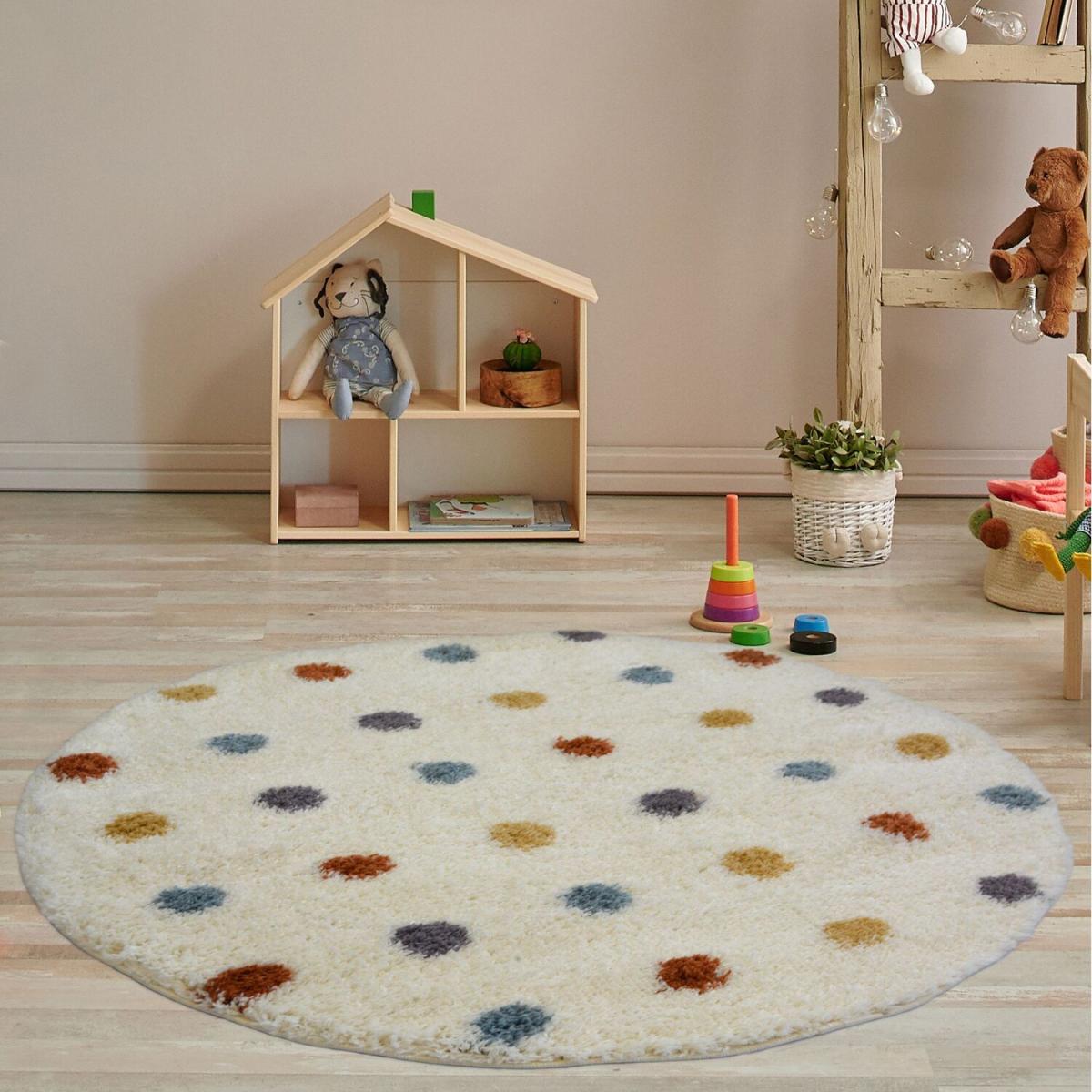 Kids Colourful Shaggy Bedroom Rug - Brae - Multi – image 1