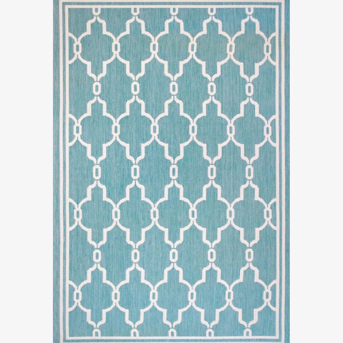 Geometric Outdoor Rugs Stain Resistant Easy to Clean Outdoor Rugs - Teal / 9kg / 290cm