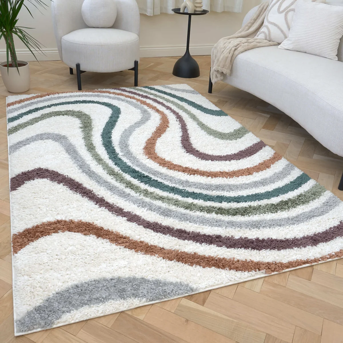 The Rugs Moodi Striped Design Patterned Shaggy Rug - Multicolour / 290cm – image 6