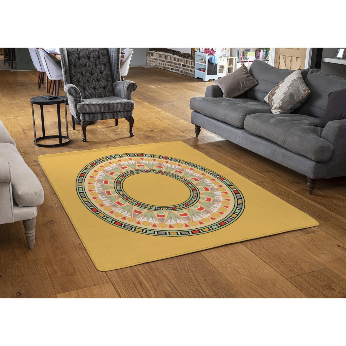 Orange Circle Ornament Round Frame Rug - Orange / 230cm – image 3