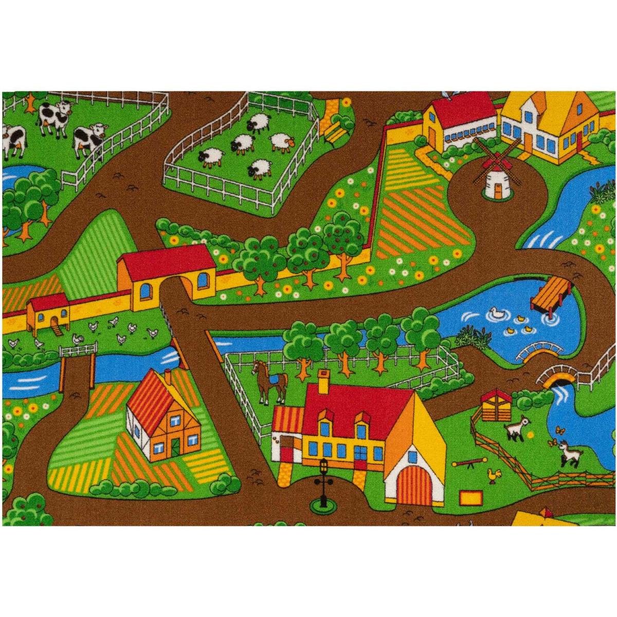 Kids Interactive Farm Yard Play Mat Soft Bedroom Rug - Multicolour / 133 x 95cm – image 5