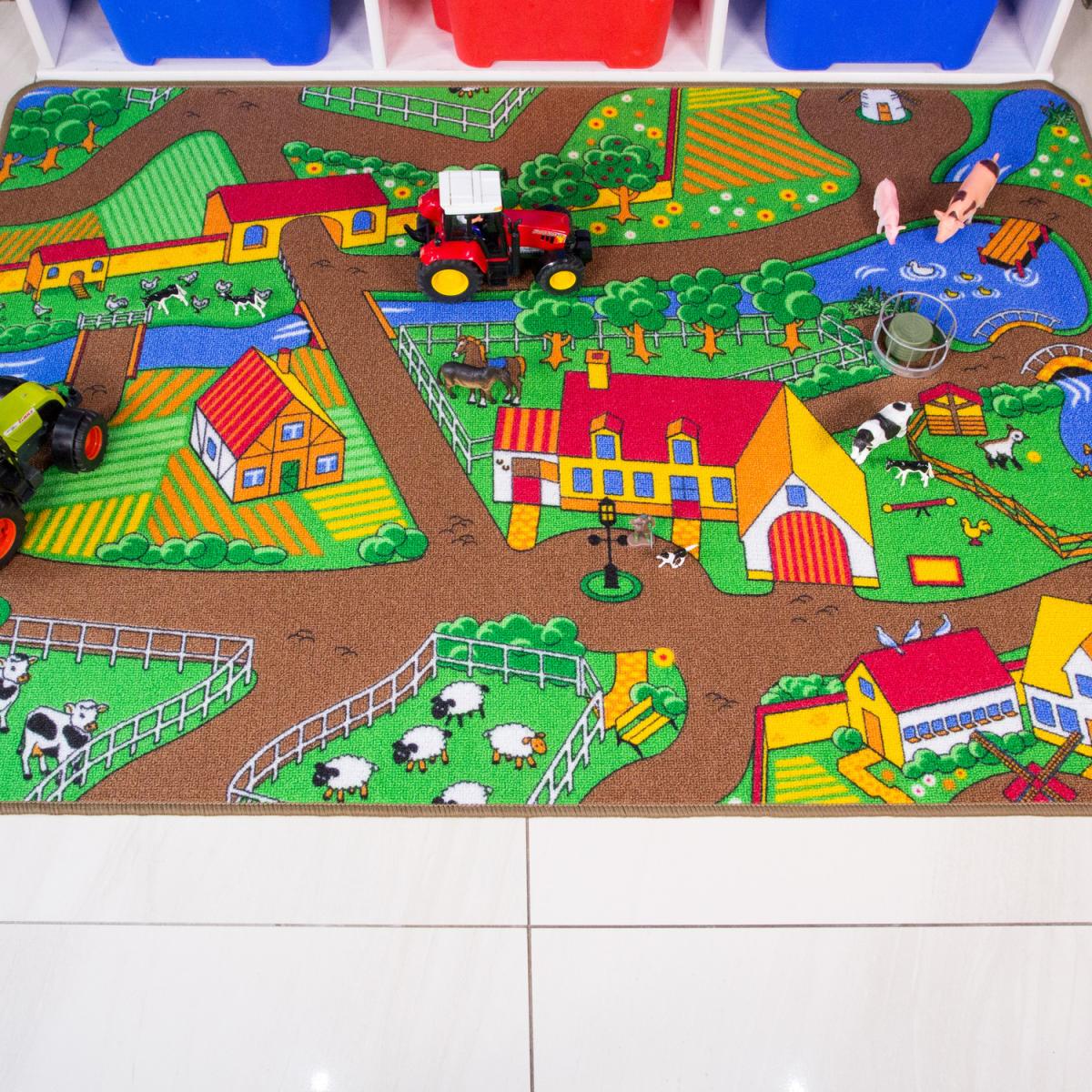 Kids Interactive Farm Yard Play Mat Soft Bedroom Rug - Multicolour / 133 x 95cm – image 7
