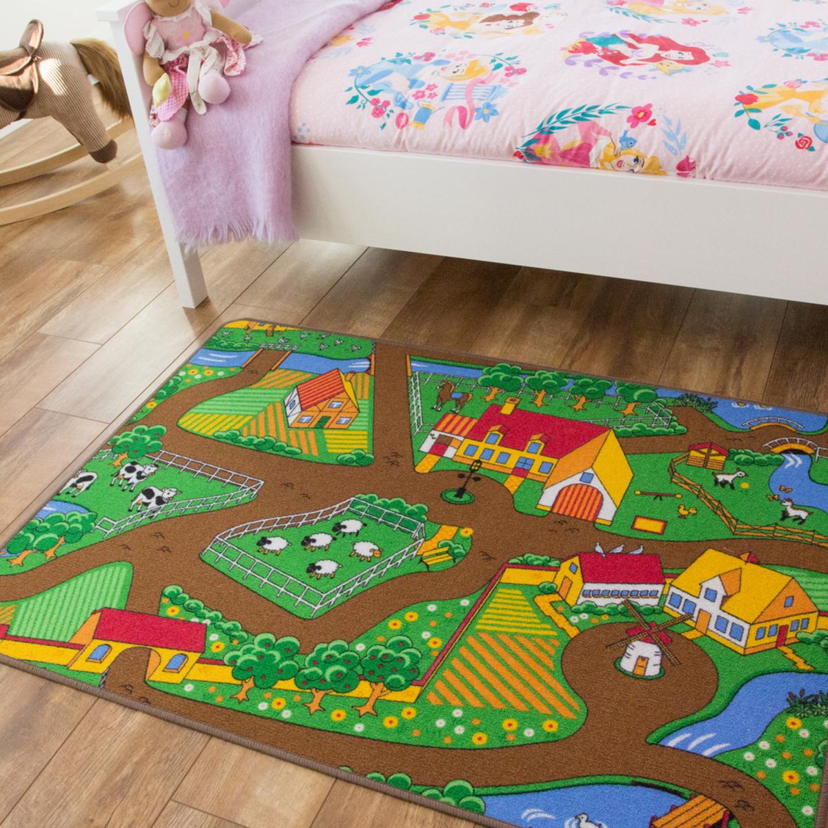 Kids Interactive Farm Yard Play Mat Soft Bedroom Rug - Multicolour / 133 x 95cm – image 8