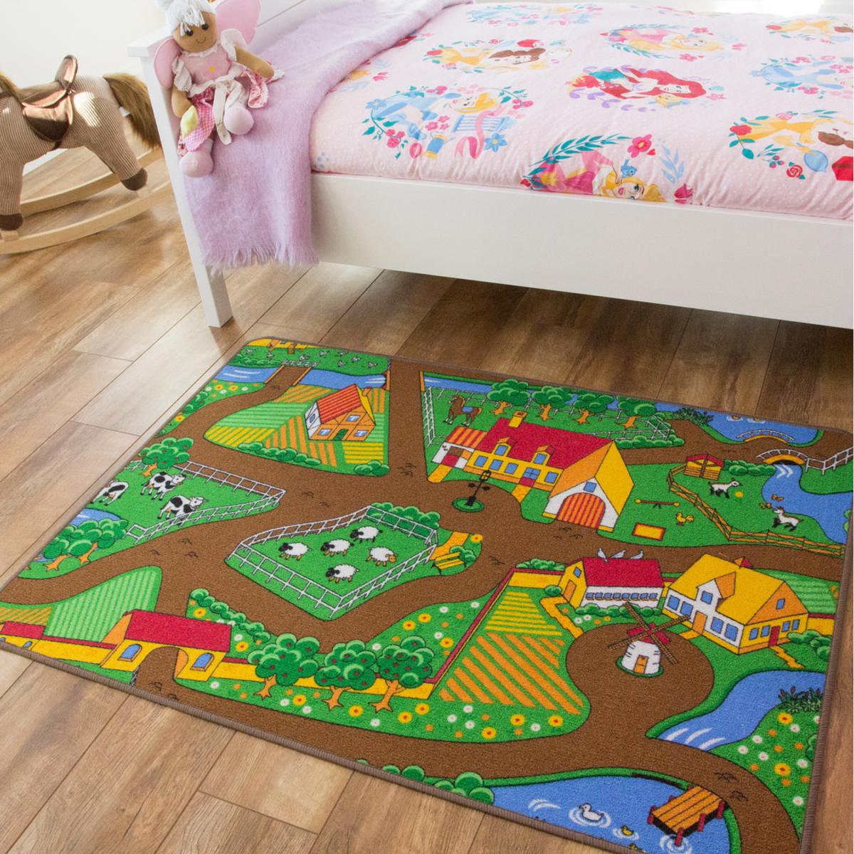 Kids Interactive Farm Yard Play Mat Soft Bedroom Rug - Multicolour / 133 x 95cm – image 1
