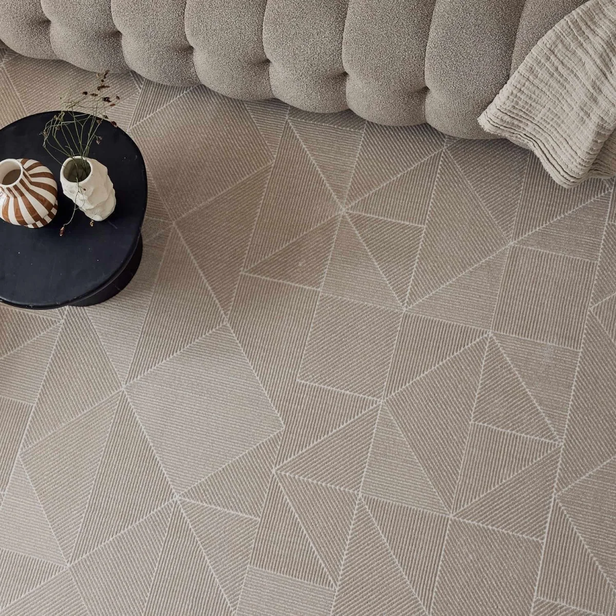 The Rugs Carmel Diamond Geometric Design Textured Runner - Beige β image 2