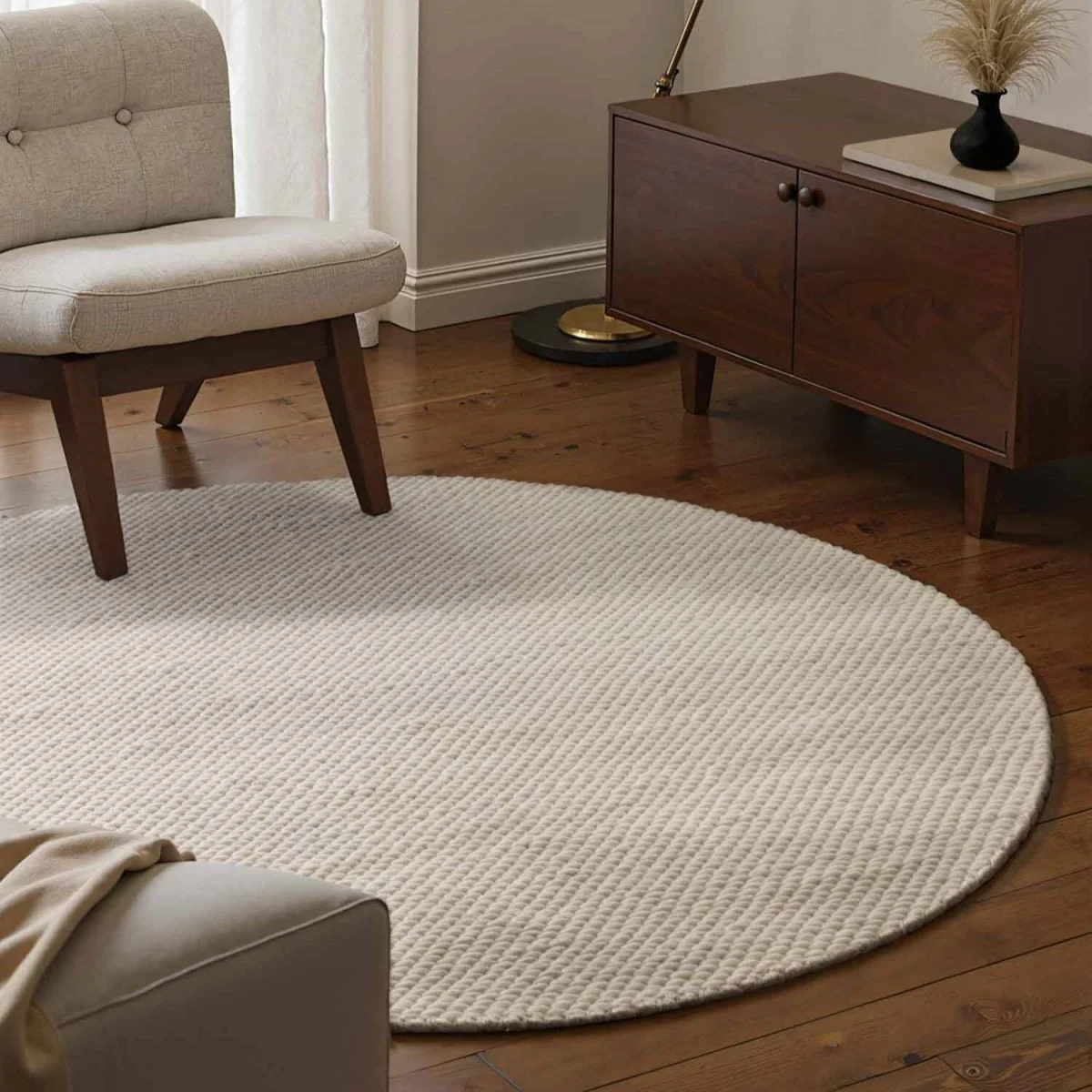 Hanse Home Elle Decoration Lyon Beans Natural Wool Plain Rug Cream - Cream / 200.0cm – image 10