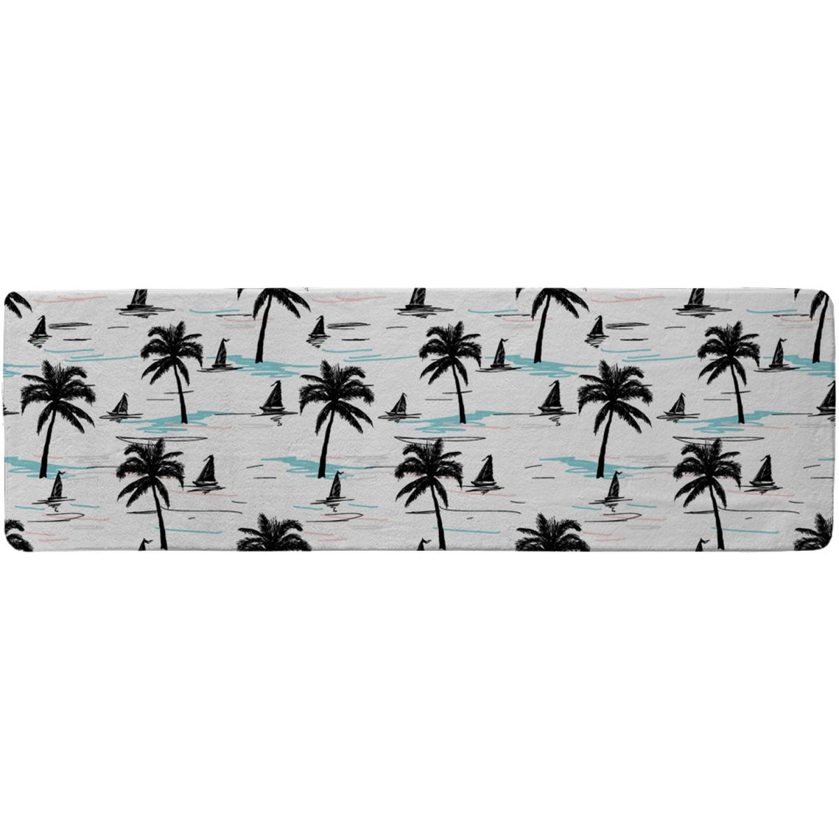 Palm Trees Sailboats Runner Rug - Blue – image 2