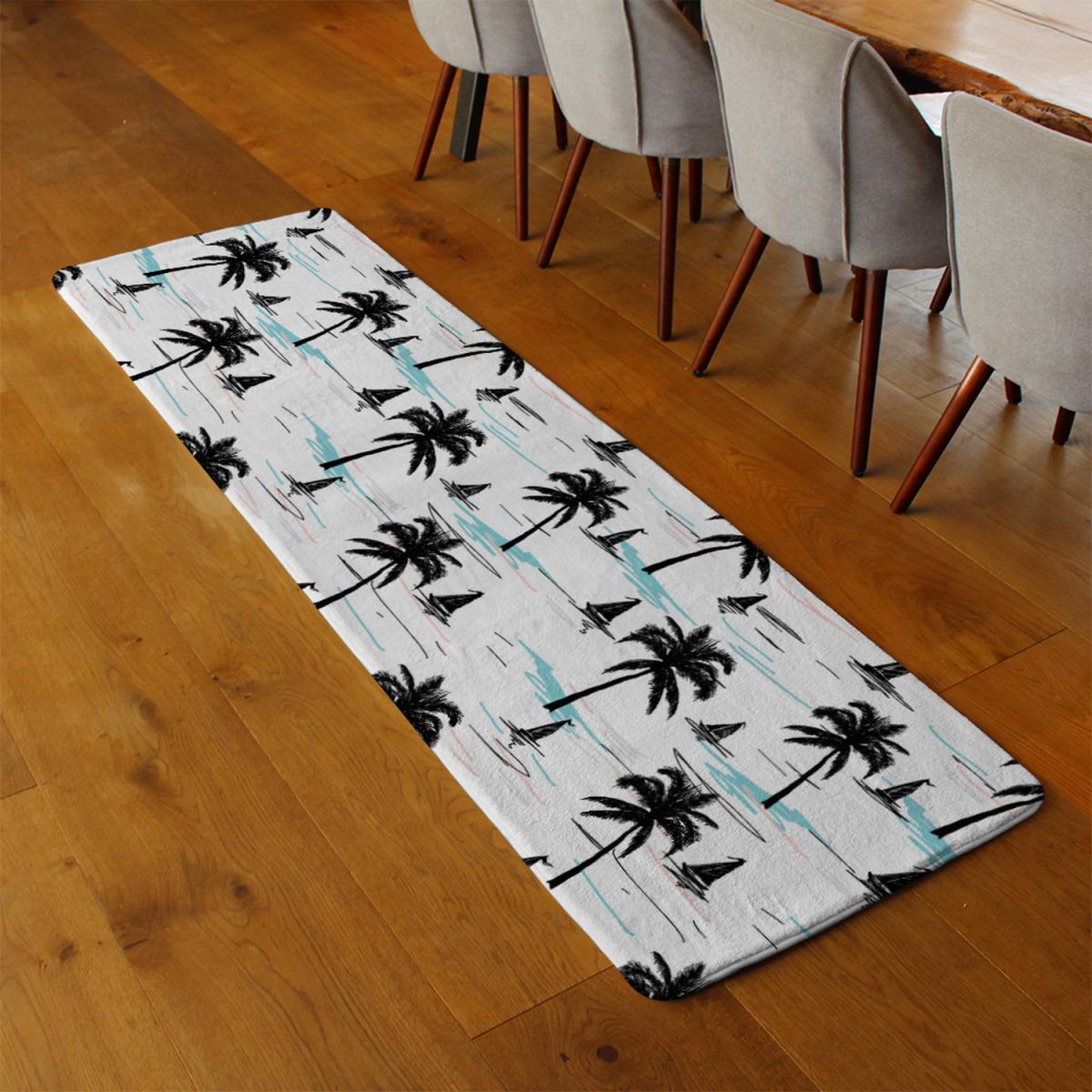 Palm Trees Sailboats Runner Rug - Blue – image 3
