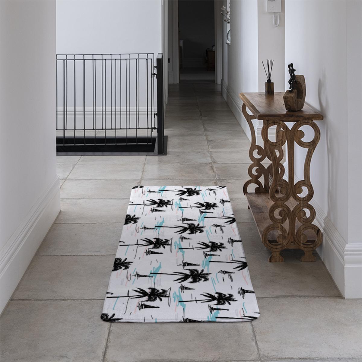 Palm Trees Sailboats Runner Rug - Blue – image 4