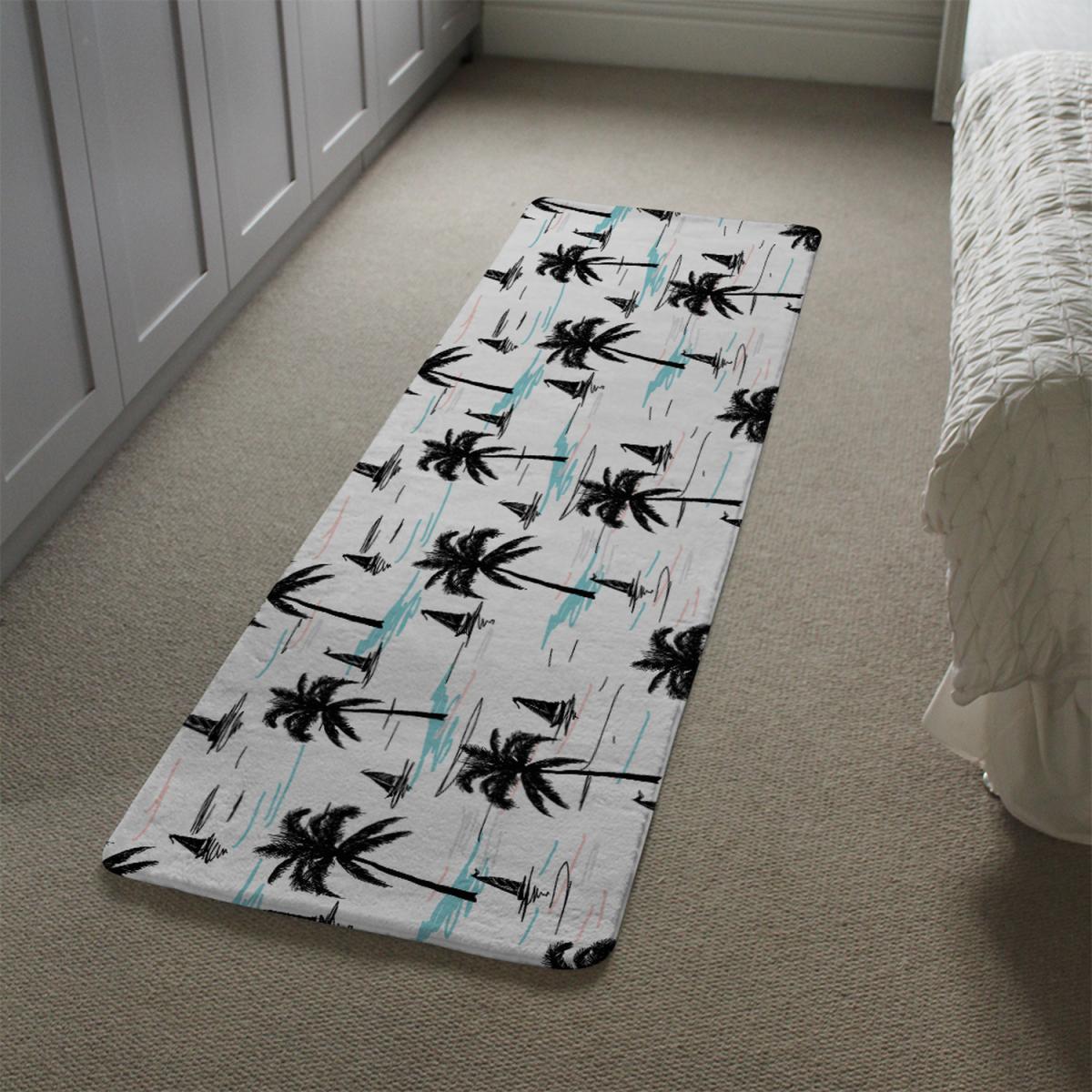 Palm Trees Sailboats Runner Rug - Blue – image 1
