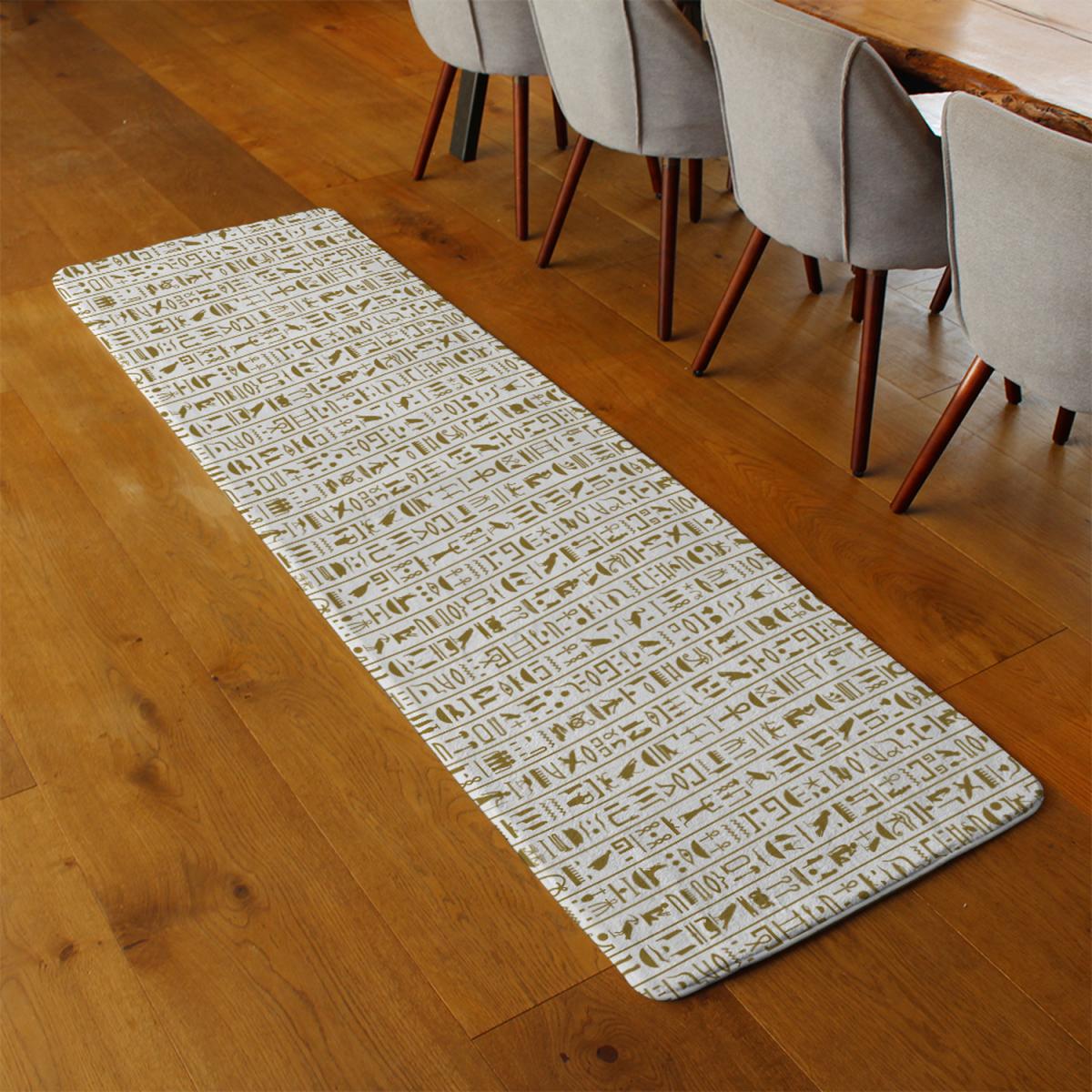 Ancient Egyptian Heiroglyphs Runner Rug - Brown – image 3