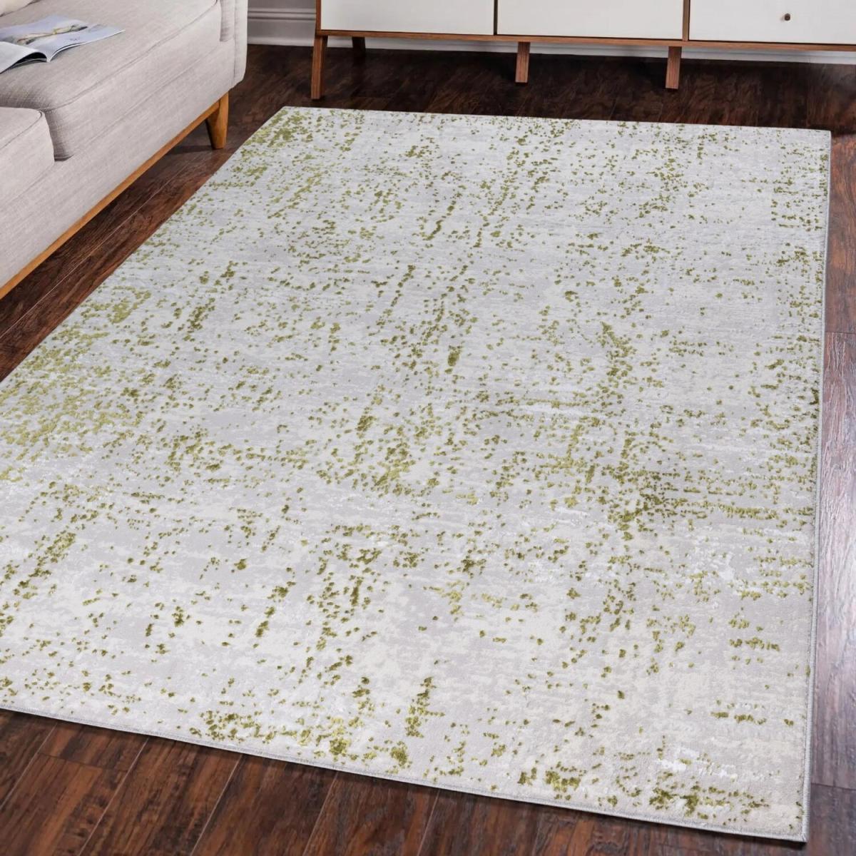 Green Flecked Abstract Living Room Rug - Monalisa - Green / 200cm – image 1