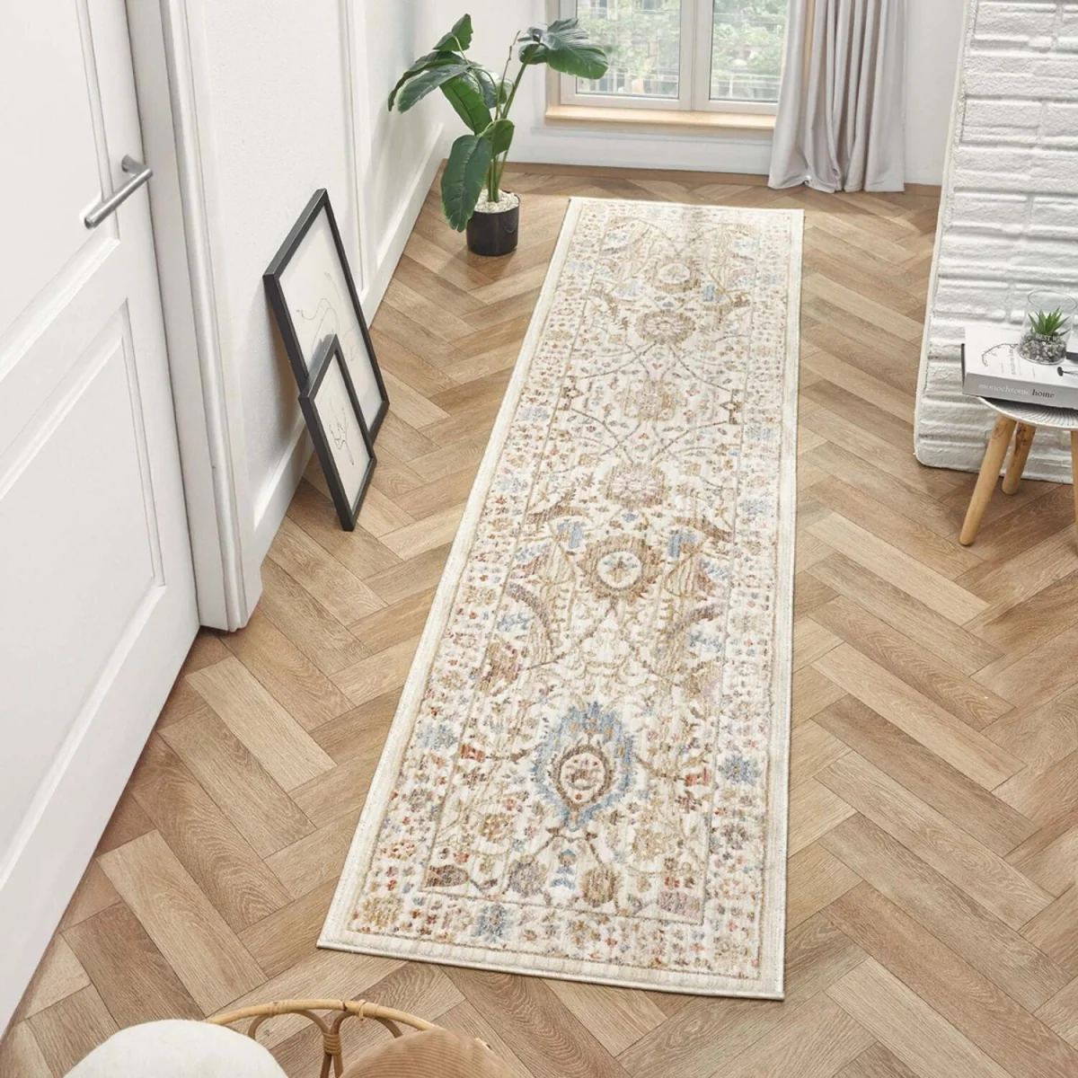 Underfoot Dawn Large Traditional Floral Bordered Indoor Rug, 8 mm, Cream - Cream – image 1