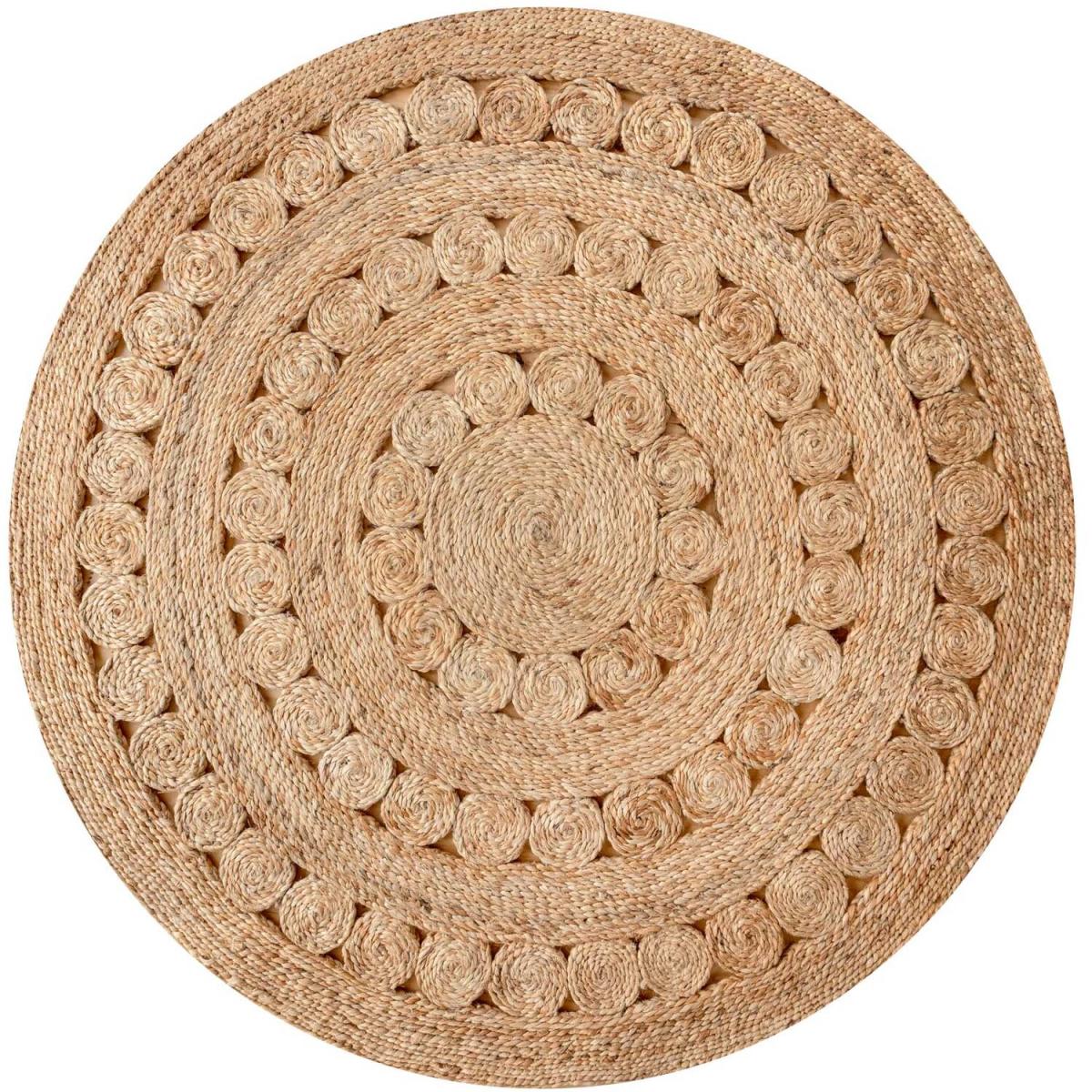 Handwoven Natural Jute Round Circle Braided Mat - Natural Brown – image 2