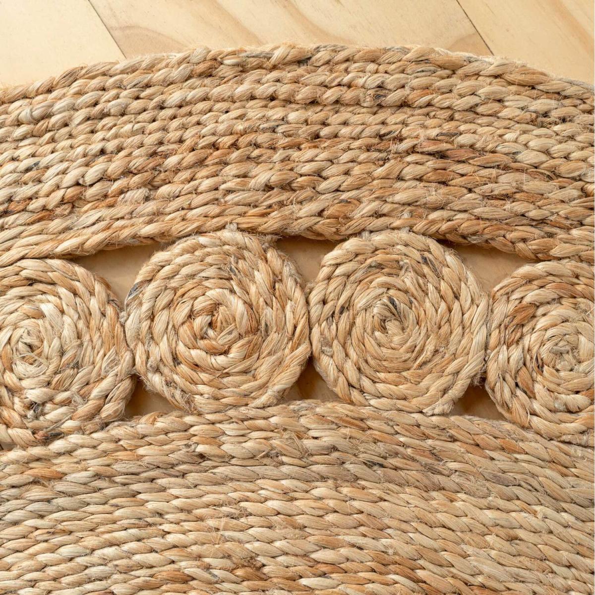 Handwoven Natural Jute Round Circle Braided Mat - Natural Brown – image 3