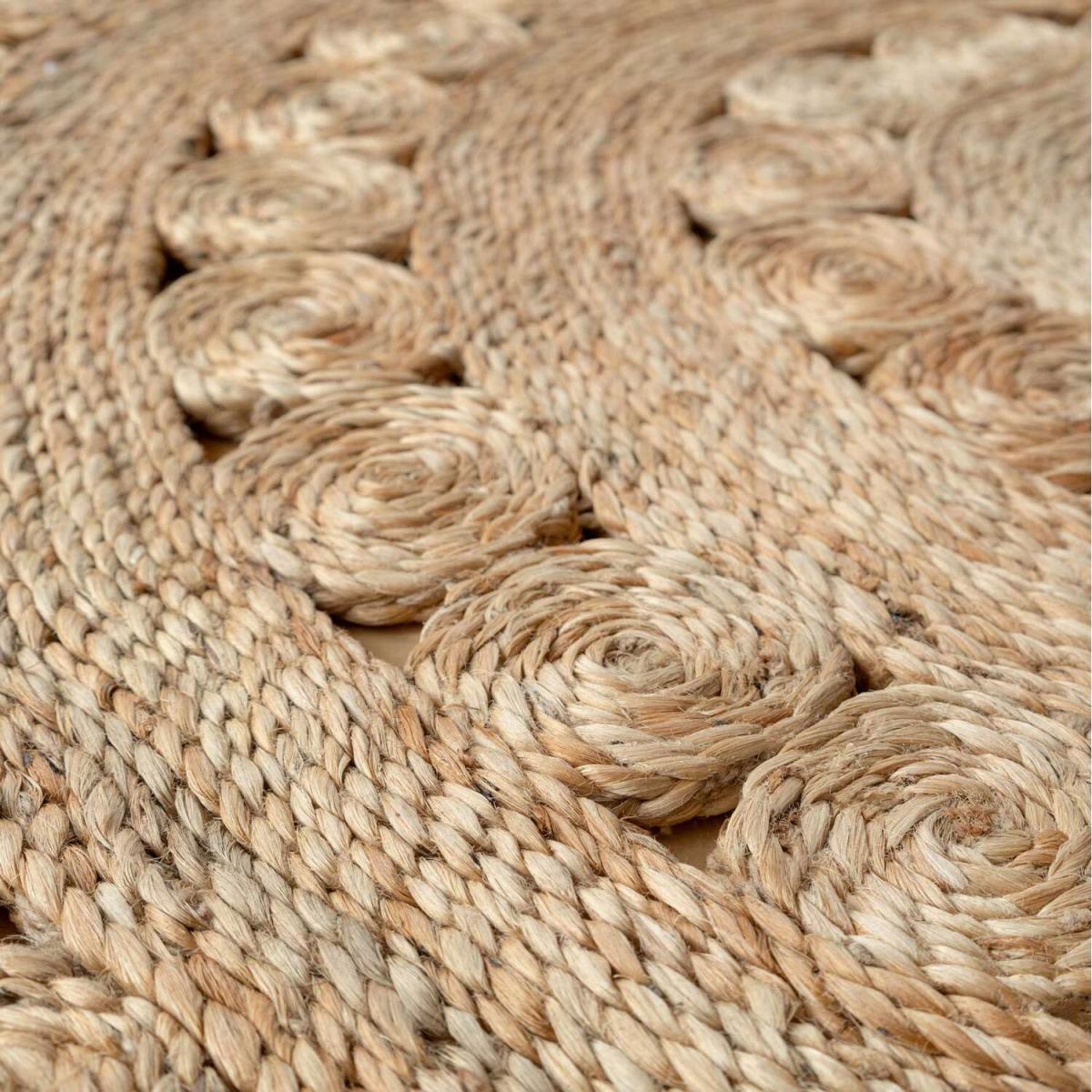 Handwoven Natural Jute Round Circle Braided Mat - Natural Brown – image 4