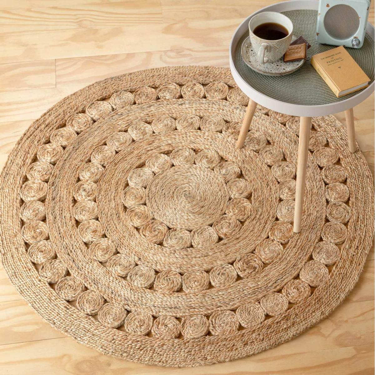 Handwoven Natural Jute Round Circle Braided Mat - Natural Brown – image 5