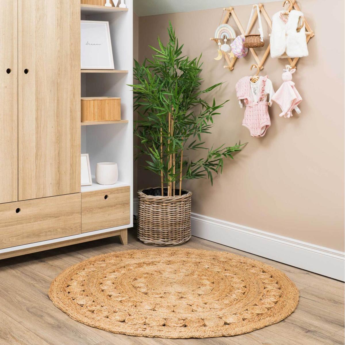 Handwoven Natural Jute Round Circle Braided Mat - Natural Brown – image 6