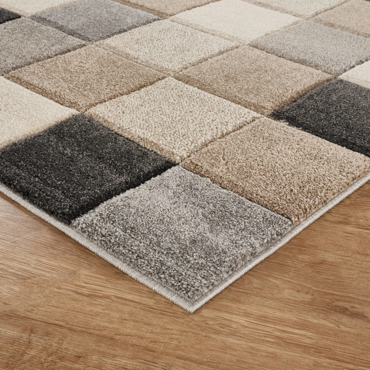 Santiago Modern Abstract Geometric Carved Rugs Living Room Grid Design Area Rug - Beige / 170cm – image 5