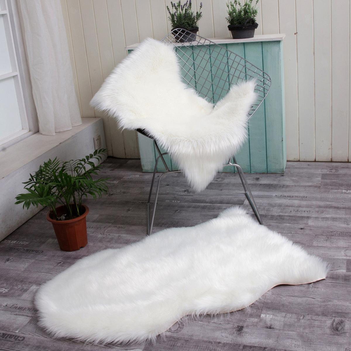 Shag Faux Sheepskin Fluffy Irregular Rug - White / 550G – image 2