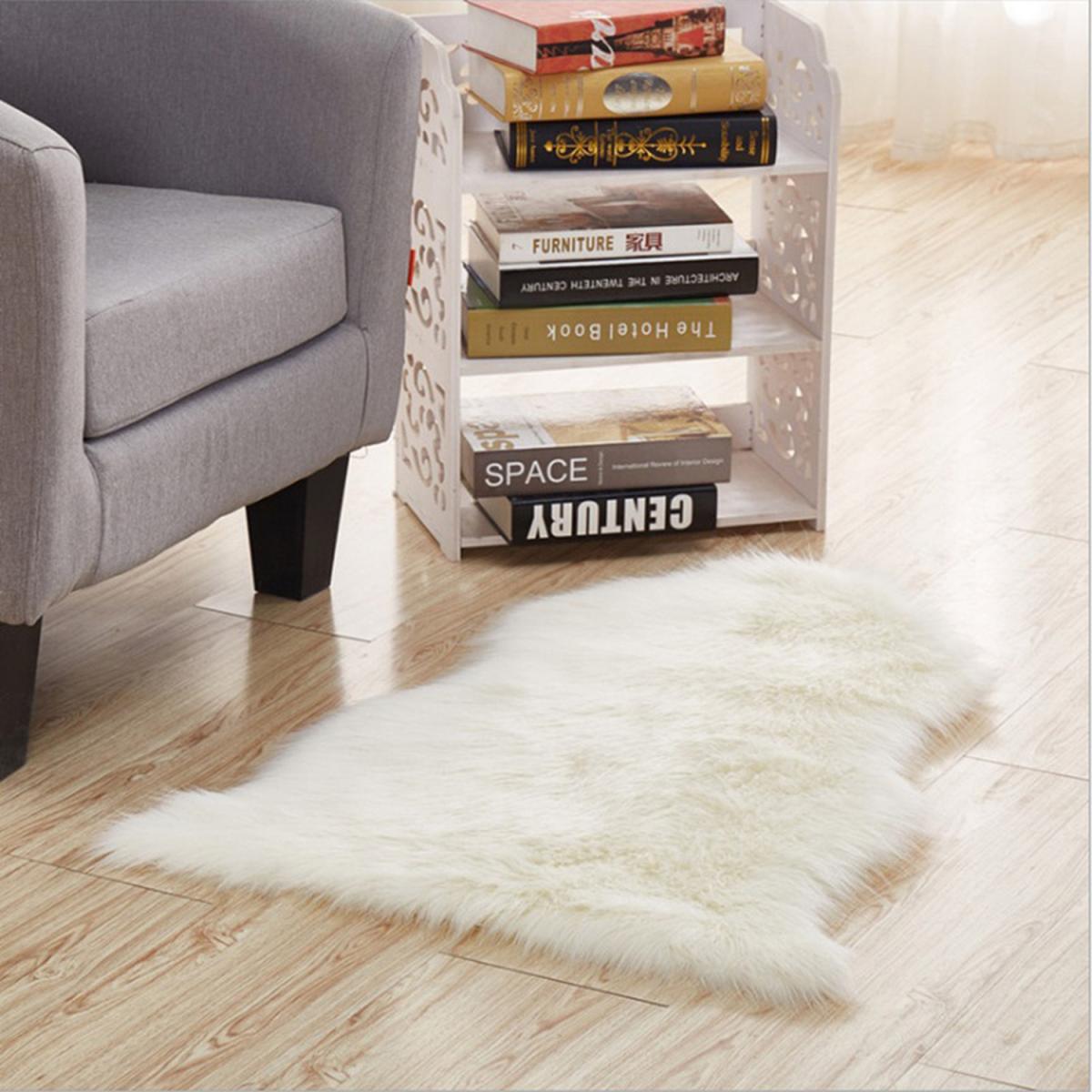 Shag Faux Sheepskin Fluffy Irregular Rug - White / 550G – image 3