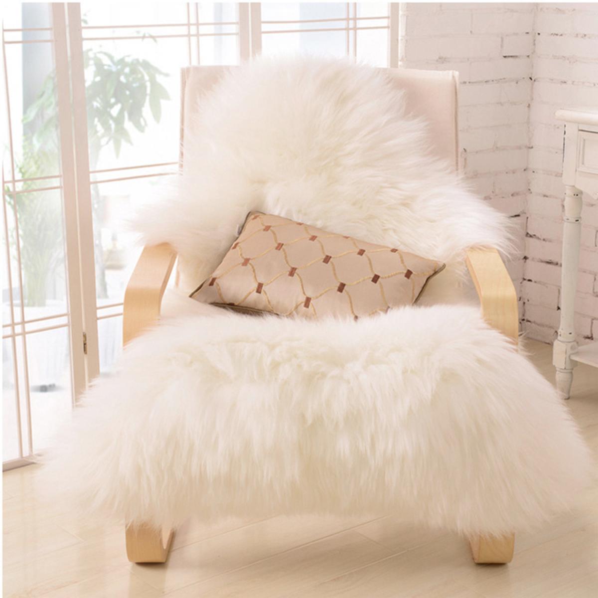 Shag Faux Sheepskin Fluffy Irregular Rug - White / 550G – image 5
