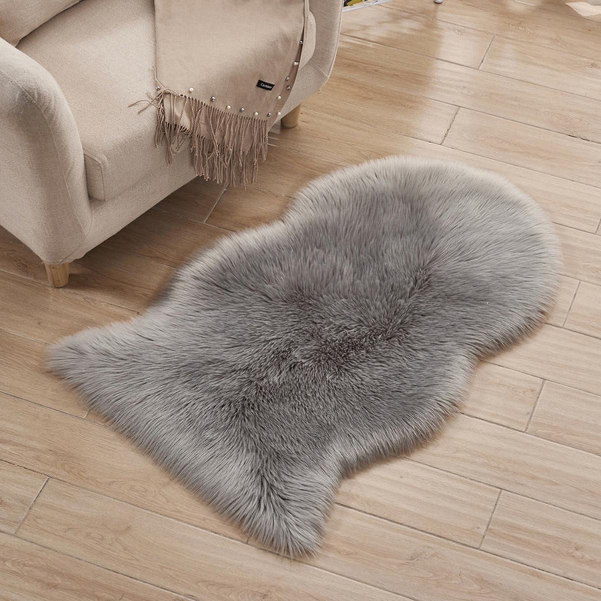 Shag Faux Sheepskin Fluffy Irregular Rug - White / 550G – image 7