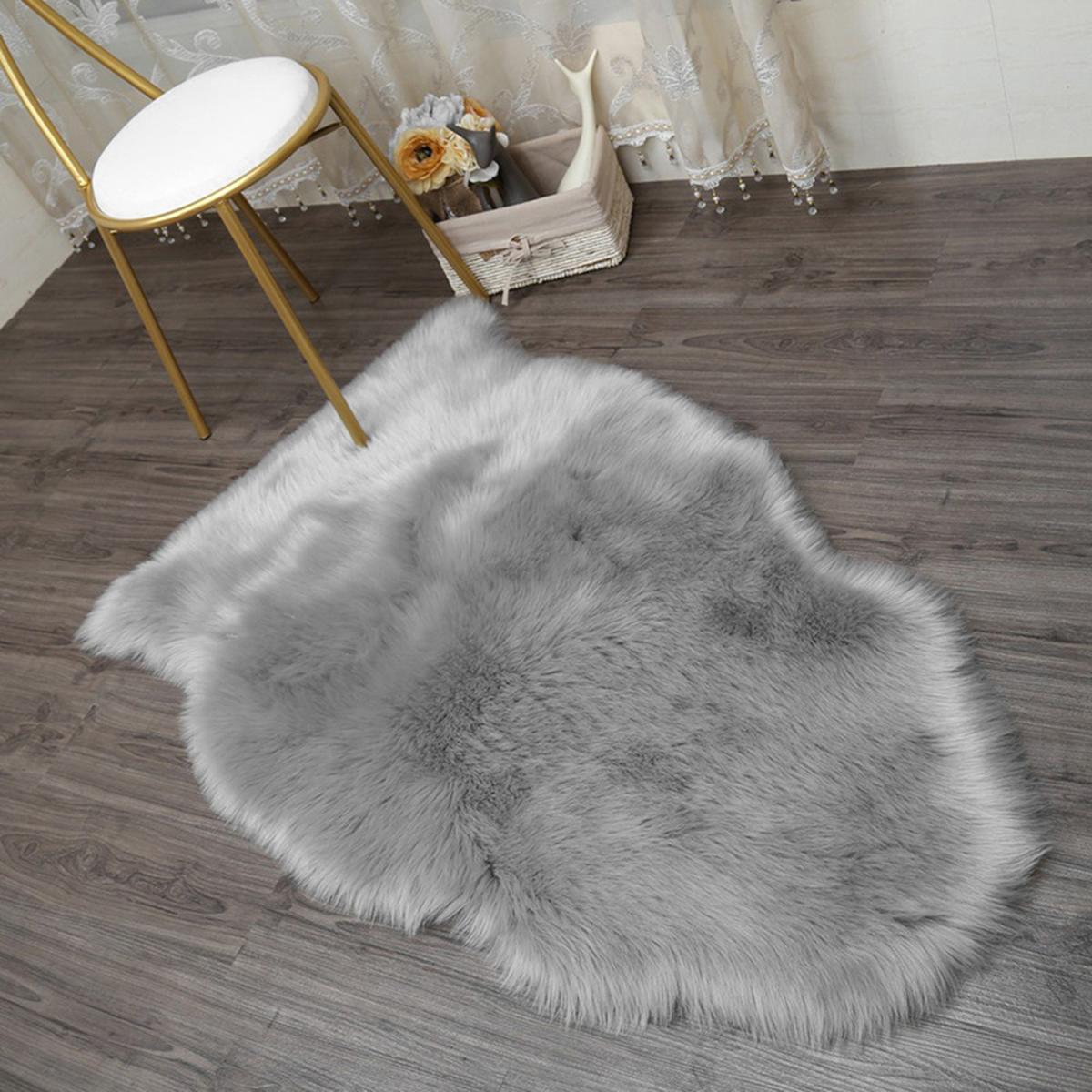 Shag Faux Sheepskin Fluffy Irregular Rug - White / 550G – image 8