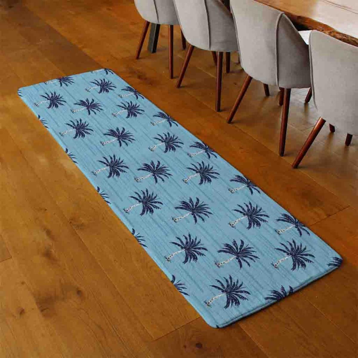 Palm Trees On Blue Runner Rug - Blue – image 3