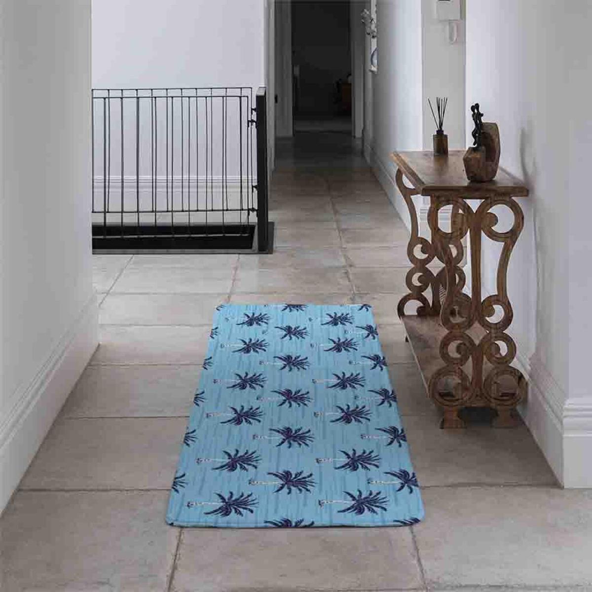 Palm Trees On Blue Runner Rug - Blue – image 4