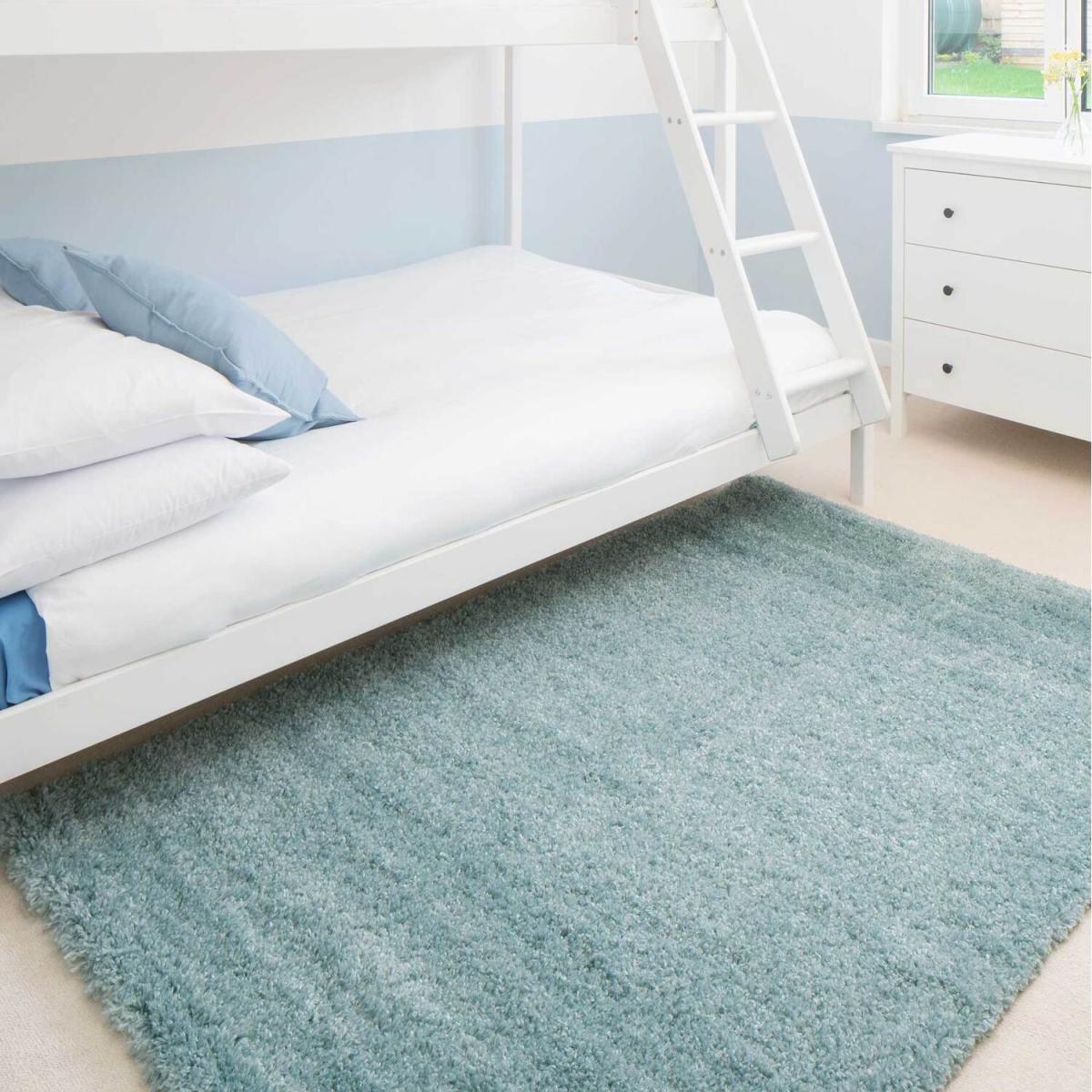 Super Soft Duck Egg Blue Shaggy Living Area Rug - Duck Egg / 330 x 240cm – image 5