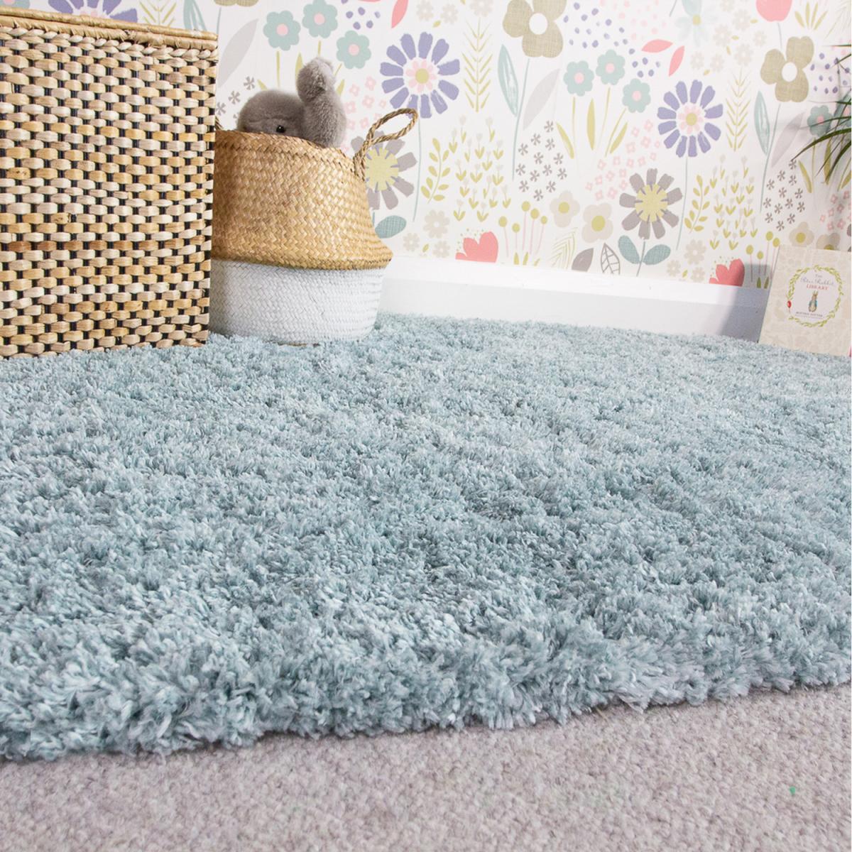 Super Soft Duck Egg Blue Shaggy Living Area Rug - Duck Egg / 330 x 240cm – image 1