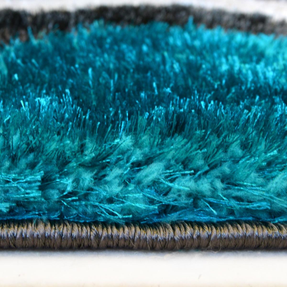 Blue and Silver Geometric 4cm Deep Carved Shaggy Rug - Kasta - Blue / 230cm / 5kg – image 4