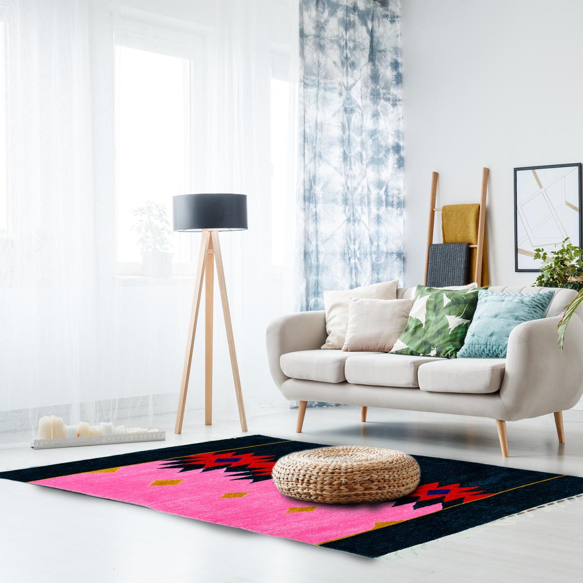 Deep Colour Tribal Floral Rug - Red – image 2