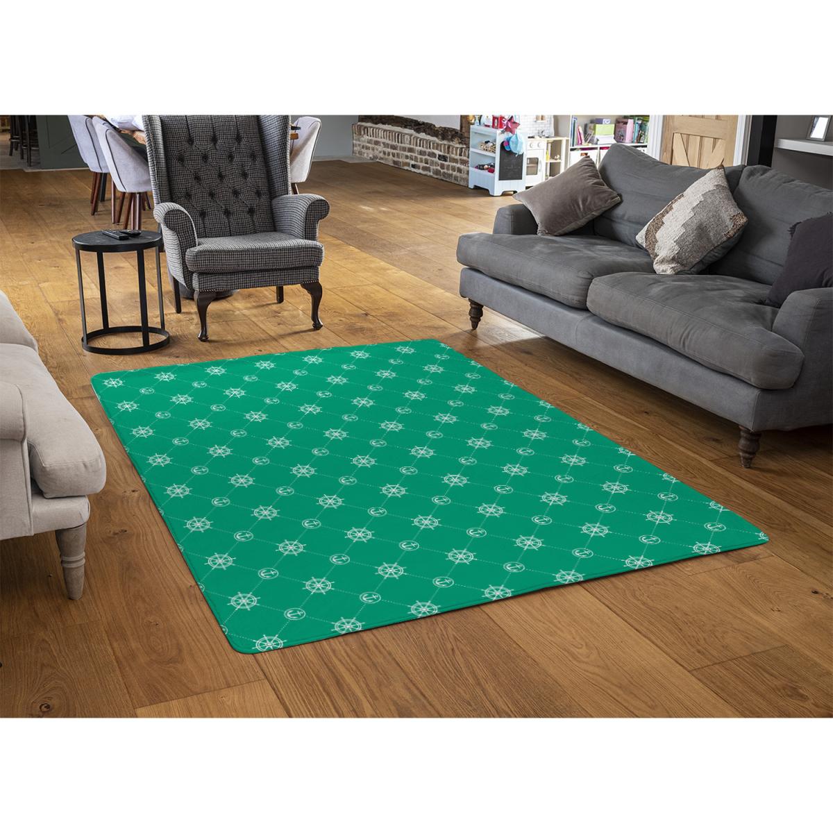 Nautical Elements On Green Rug - Green / 110cm – image 2