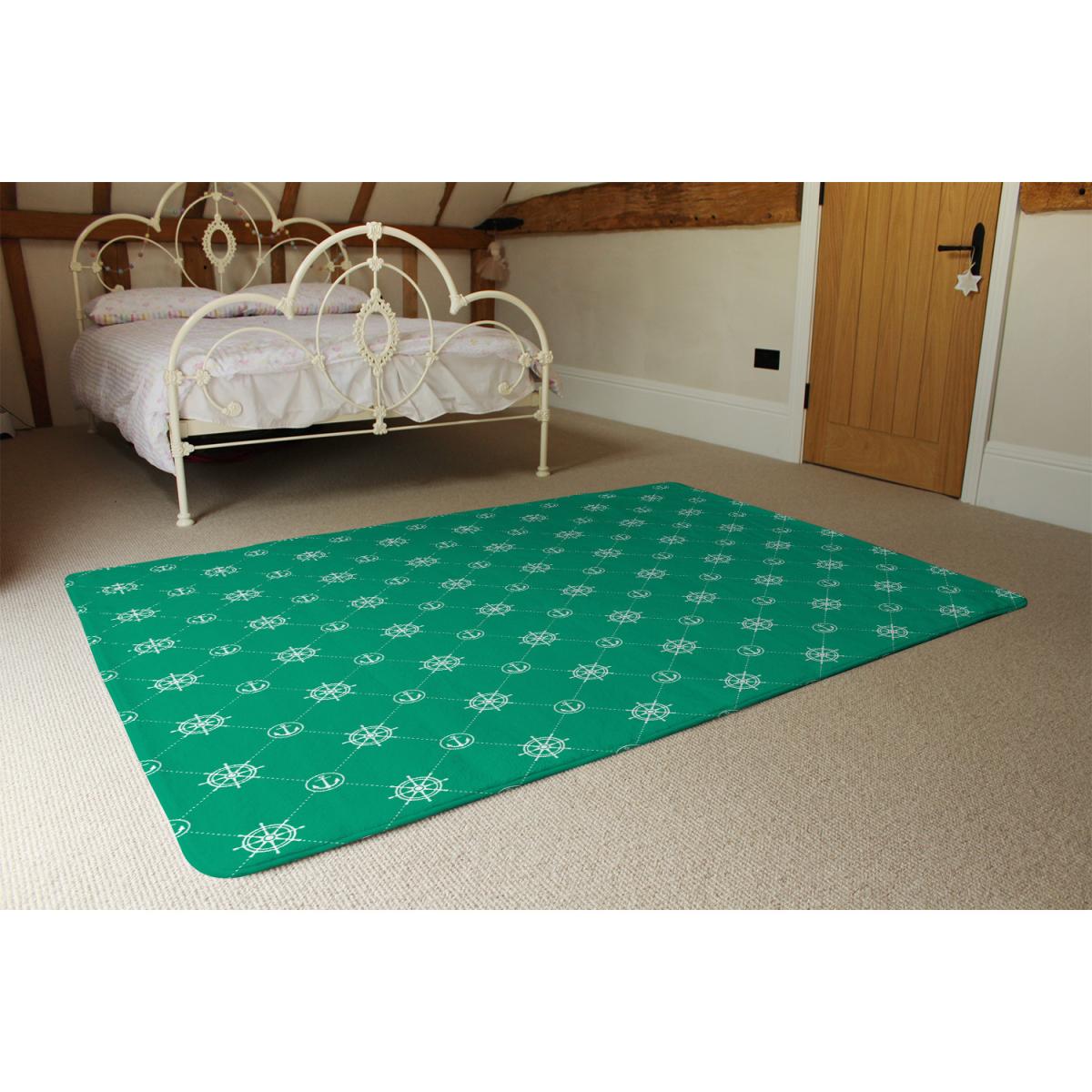 Nautical Elements On Green Rug - Green / 110cm – image 3