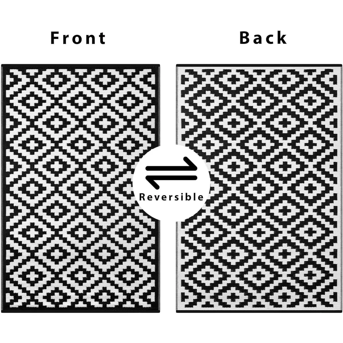 Green Decore Nirvana Black White Outdoor Rug 240x300cm Waterproof Garden Mat - Black – image 2