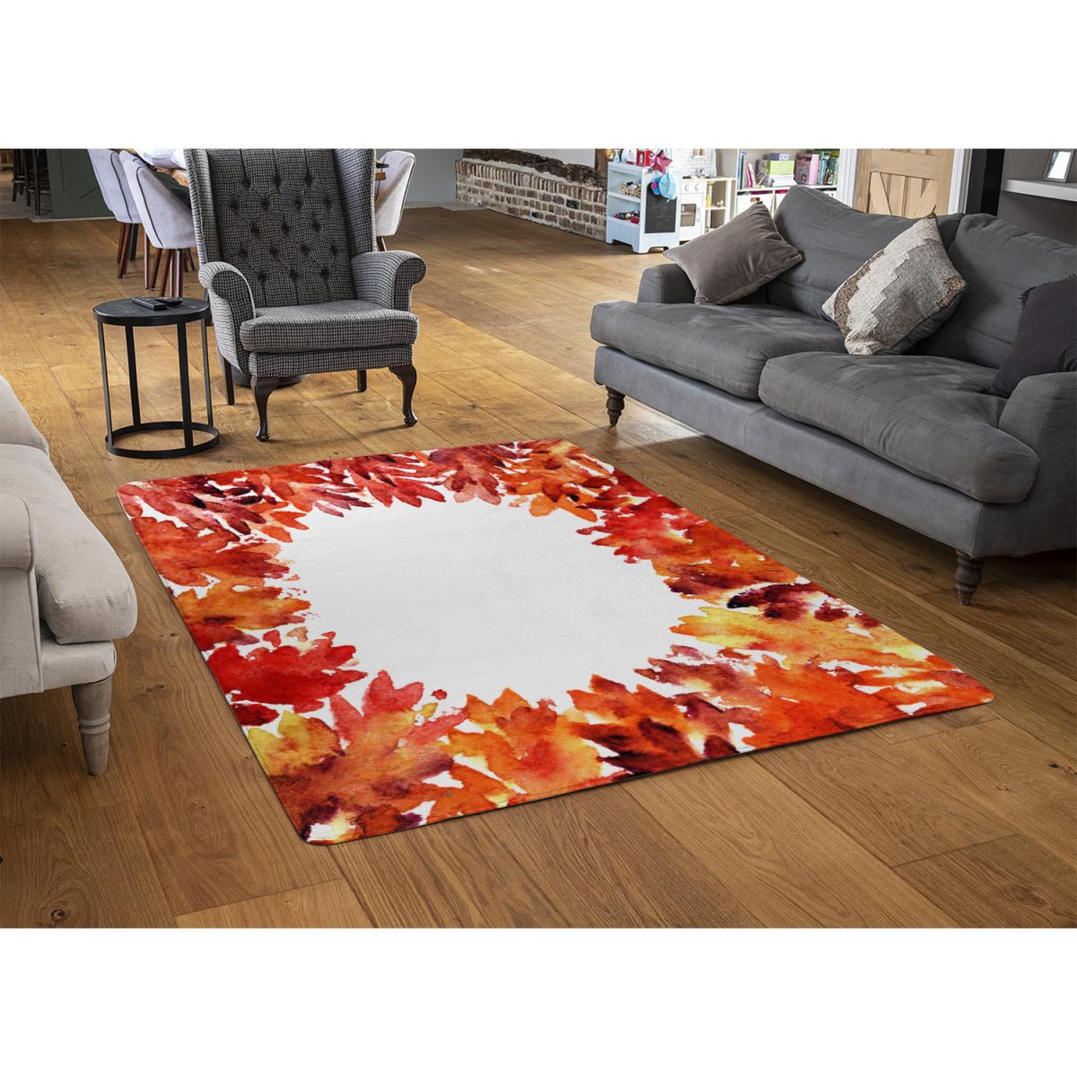Circled Autumn Leaves Rug - Red / 110cm – image 2