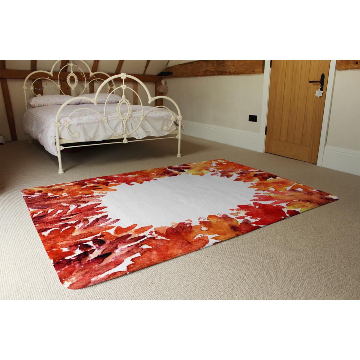 Circled Autumn Leaves Rug - Red / 110cm – image 3